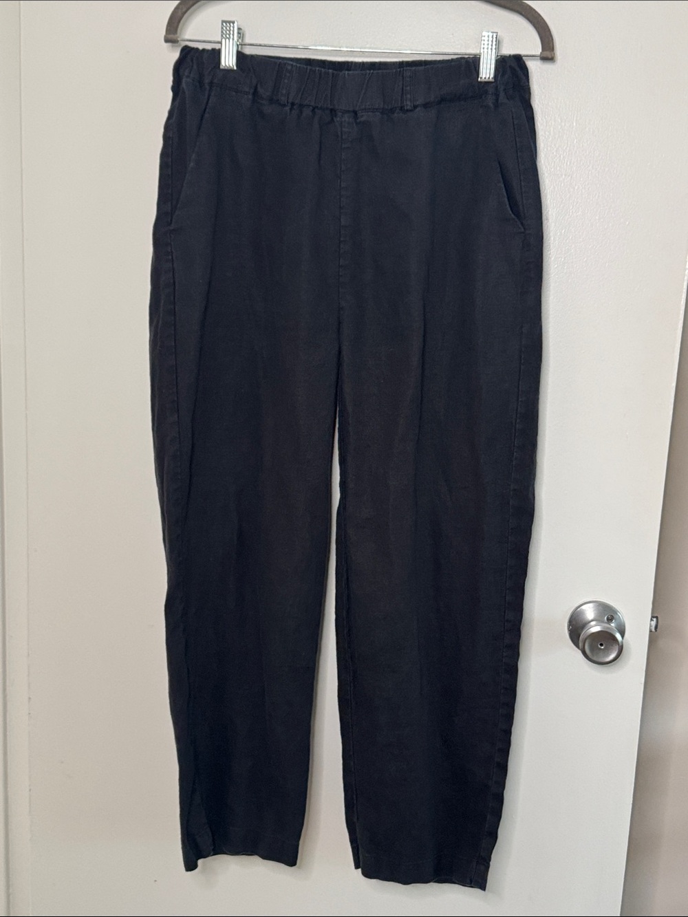 Quince Linen Black Elastic-Waist Chinos